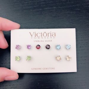 Sterling Silver genuine gemstone earrings set